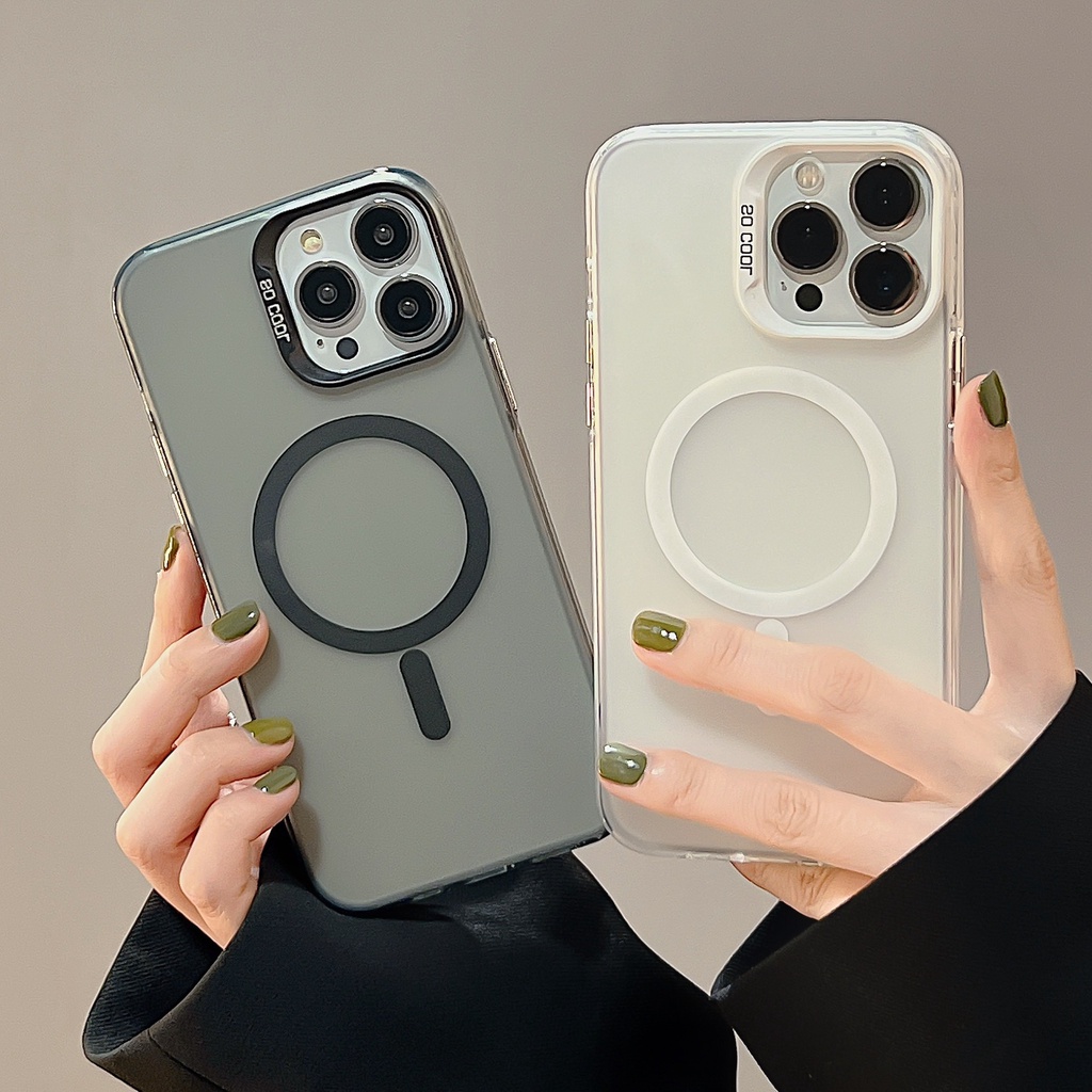 Ốp Điện Thoại Imd tpu Mềm Trong Suốt Hai Mặt Hít Nam Châm Chống Va Chạm Chống Sốc Cho iPhone 13 14 Pro Max