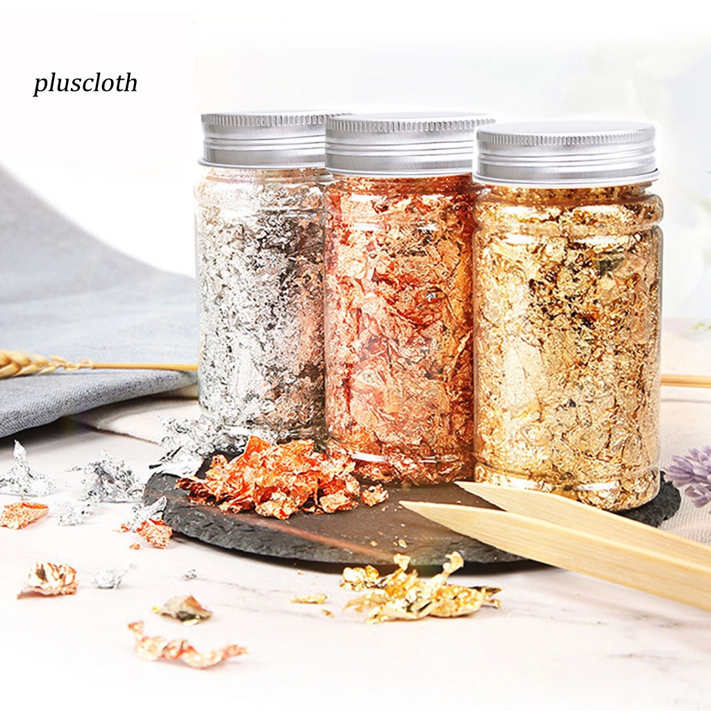 < Plusclothing > Lọ 10g Móng Tay Giả Lá Kim Loại Siêu Mỏng Không Đều Lấp Lánh