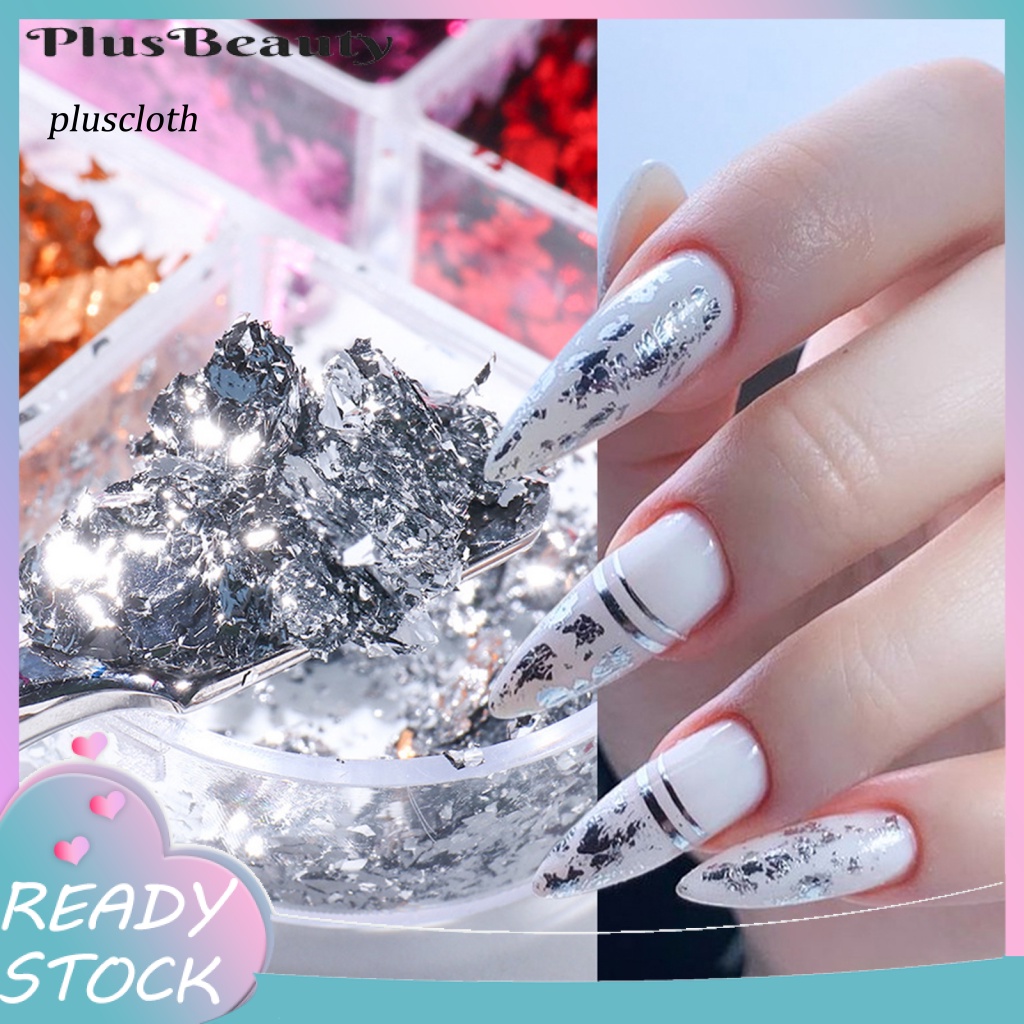 &lt; Pluscloth &gt; Hộp Giấy Foil 6 Ngăn Dán Móng Nghệ Thuật Kết Cấu Sáng Tạo Đáng Yêu Dùng Để Trang Trí Móng Cá Nhân Sử Dụng Cá Nhân