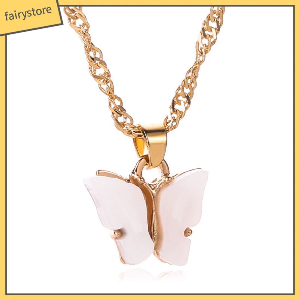 Vòng cổ Mặt Hình Bướm Bằng Acrylic Màu Sắc Ngọt Ngào Cho Nữ