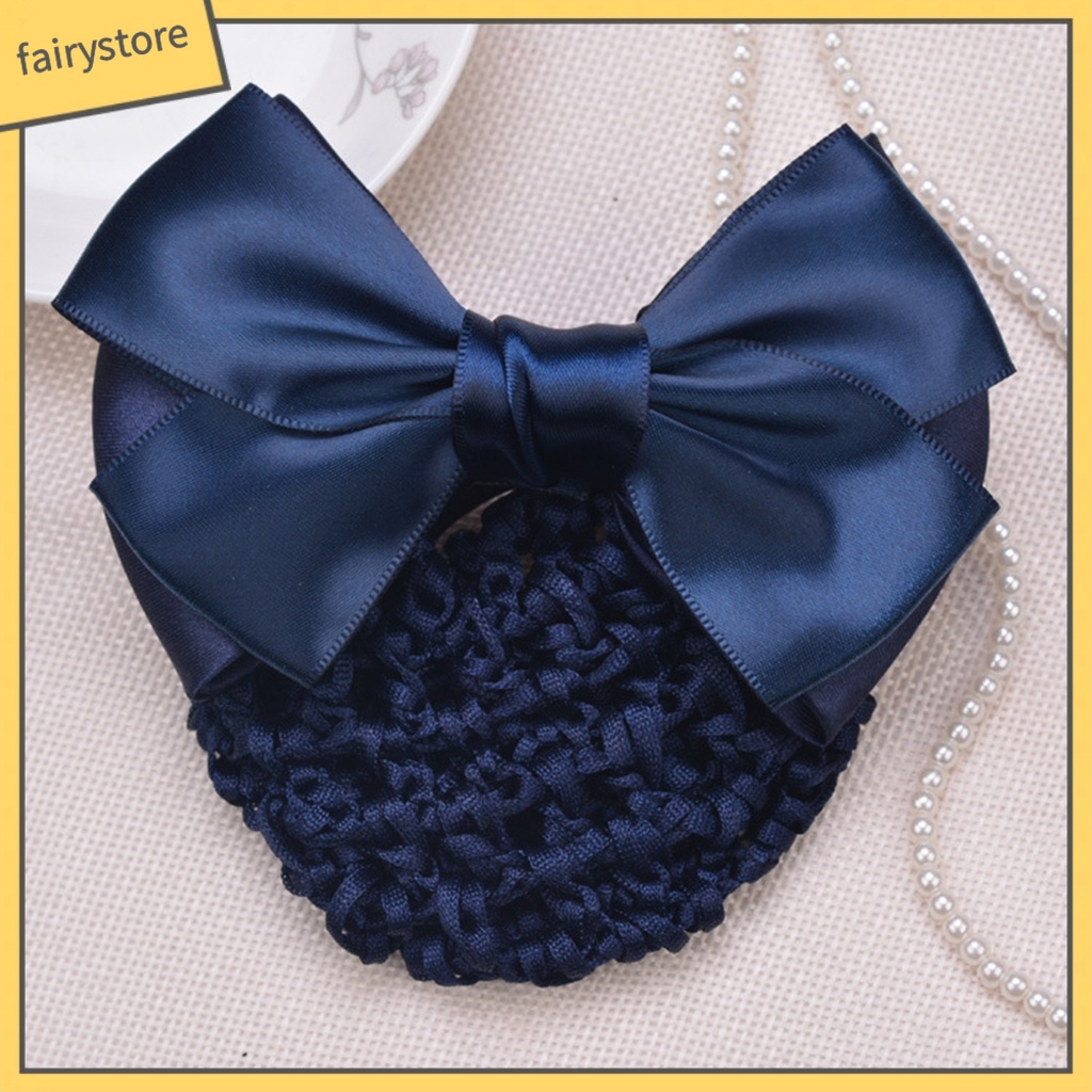 [FRO] Mũ Lưới Thắt Nơ Kẻ Sọc Màu Sắc Tương Phản Chống Trượt Trang Trí Tóc Y Tá Cho Nữ