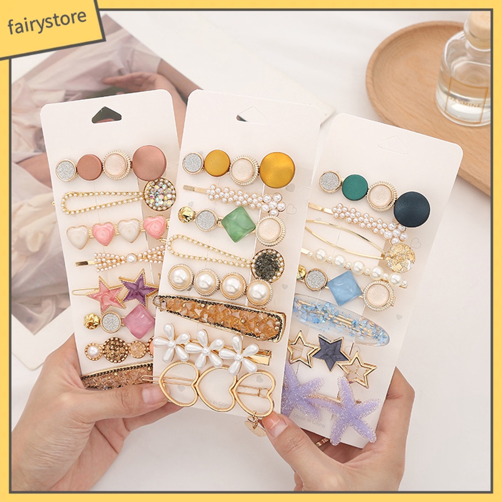 [FRO] Set 8 Kẹp Tóc Đơn Giản Với Hiệu Ứng Ánh Ngọc Trai Tinh Tế Dễ Phối Đồ Cho Nữ