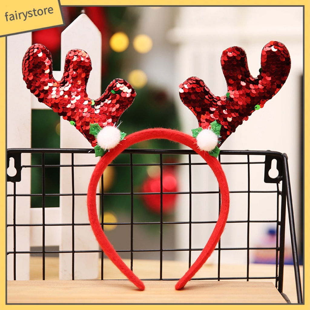 Băng Đô Cài Tóc Hình Sừng Hươu Đính Kim Sa Vui Nhộn Chống Mài Mòn Cho Người Lớn Và Trẻ Em