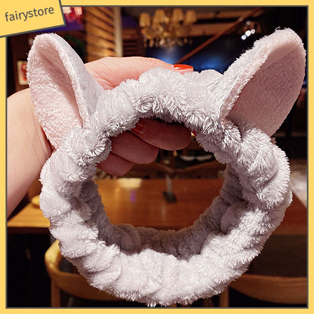 Băng Đô Nhung Mềm Co Giãn Cao Hình Tai Thỏ Dễ Thương Cho Nữ