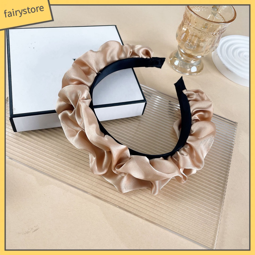 Băng Đô Cài Tóc Vải Satin Co Giãn Chống Trượt Phong Cách Hàn Quốc