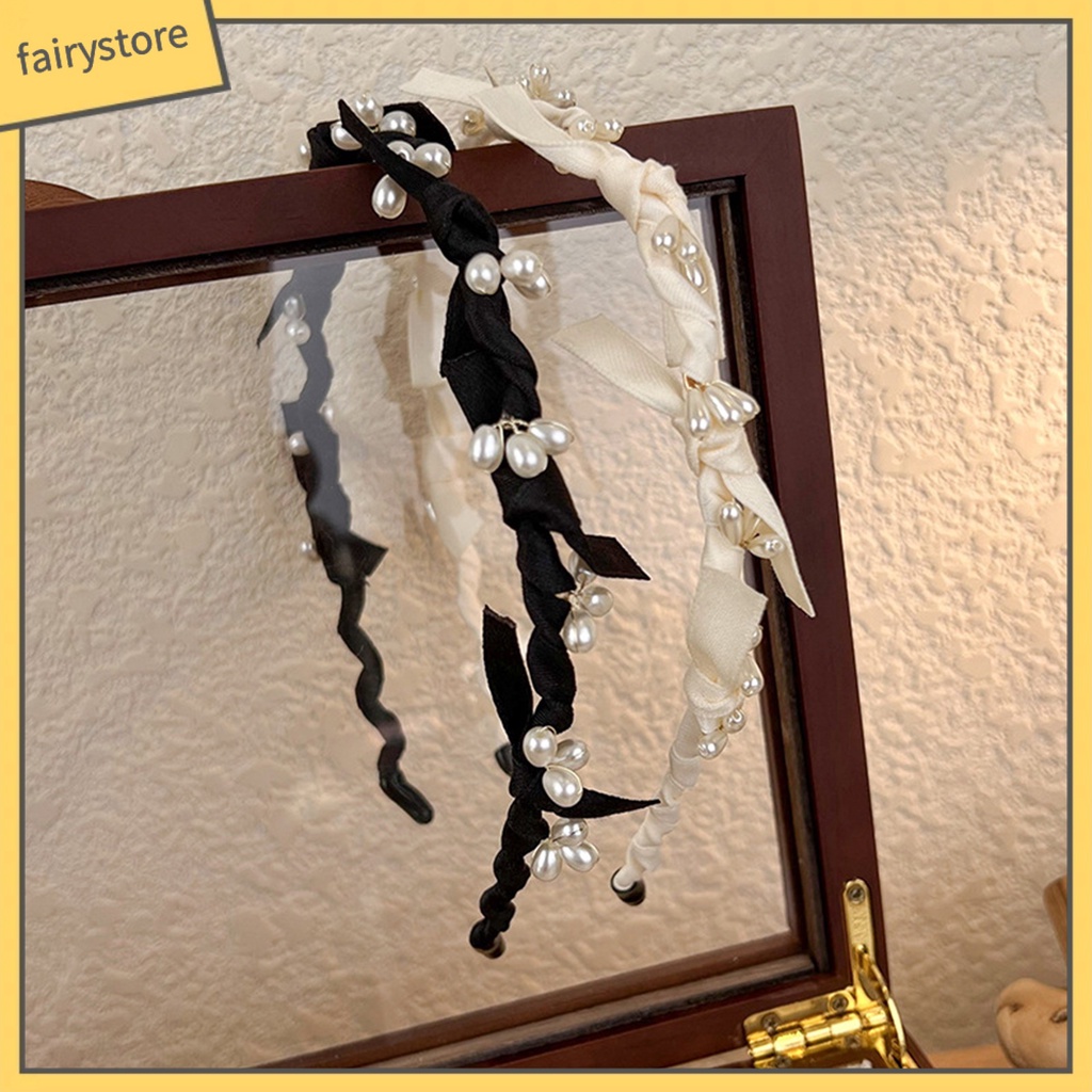 Băng Đô Cài Tóc Đính Ngọc Trai Nhân Tạo Chống Trượt Cho Nữ