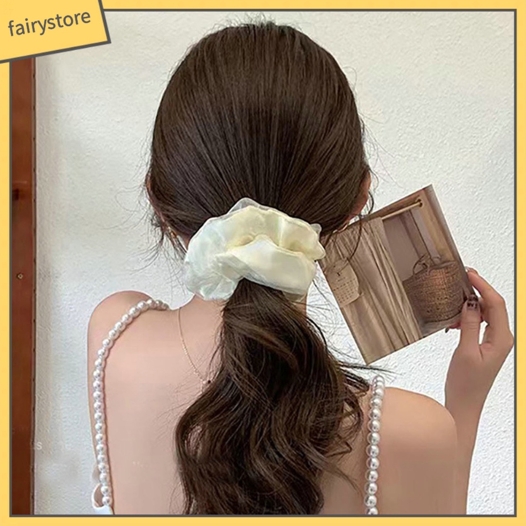 Dây Buộc Tóc Hai Lớp Mềm Mại Co Giãn Chống Rách Màu Trơn Thời Trang Cho Nữ