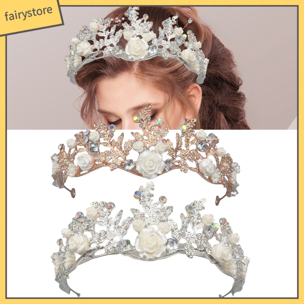 Cài Tóc Hình Vương Miện Đính Đá Lấp Lánh Sang Trọng Cho Cô Dâu