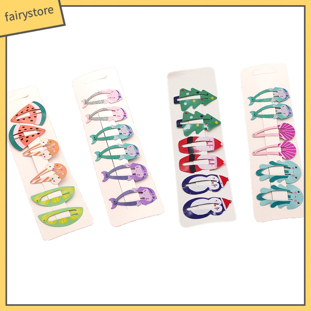 Set 6 Kẹp Tóc Hoạt Hình Xinh Xắn Cho Bé Gái