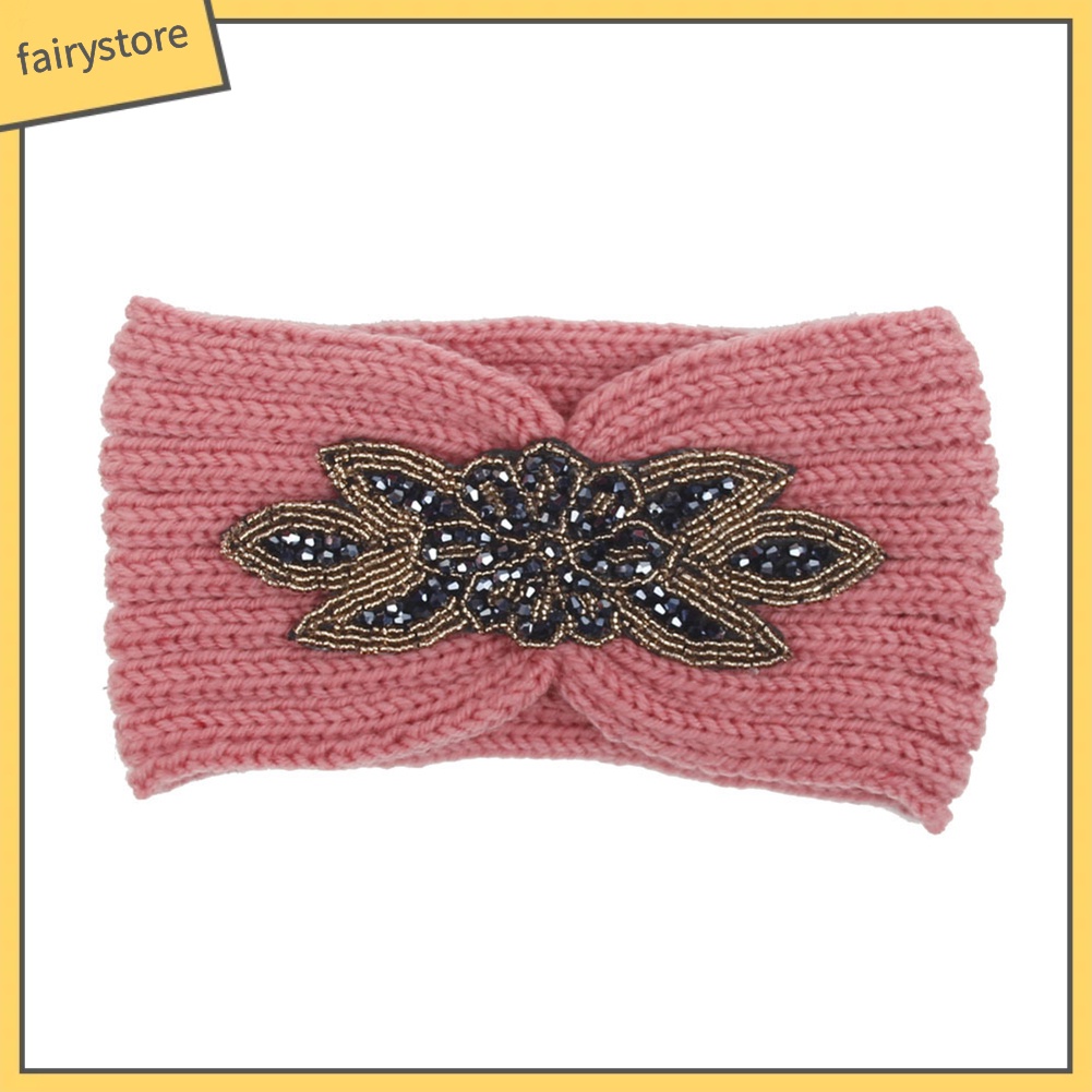 Băng Đô Dệt Kim Đính Đá Hình Hoa Thời Trang Thu Đông Cho Nữ