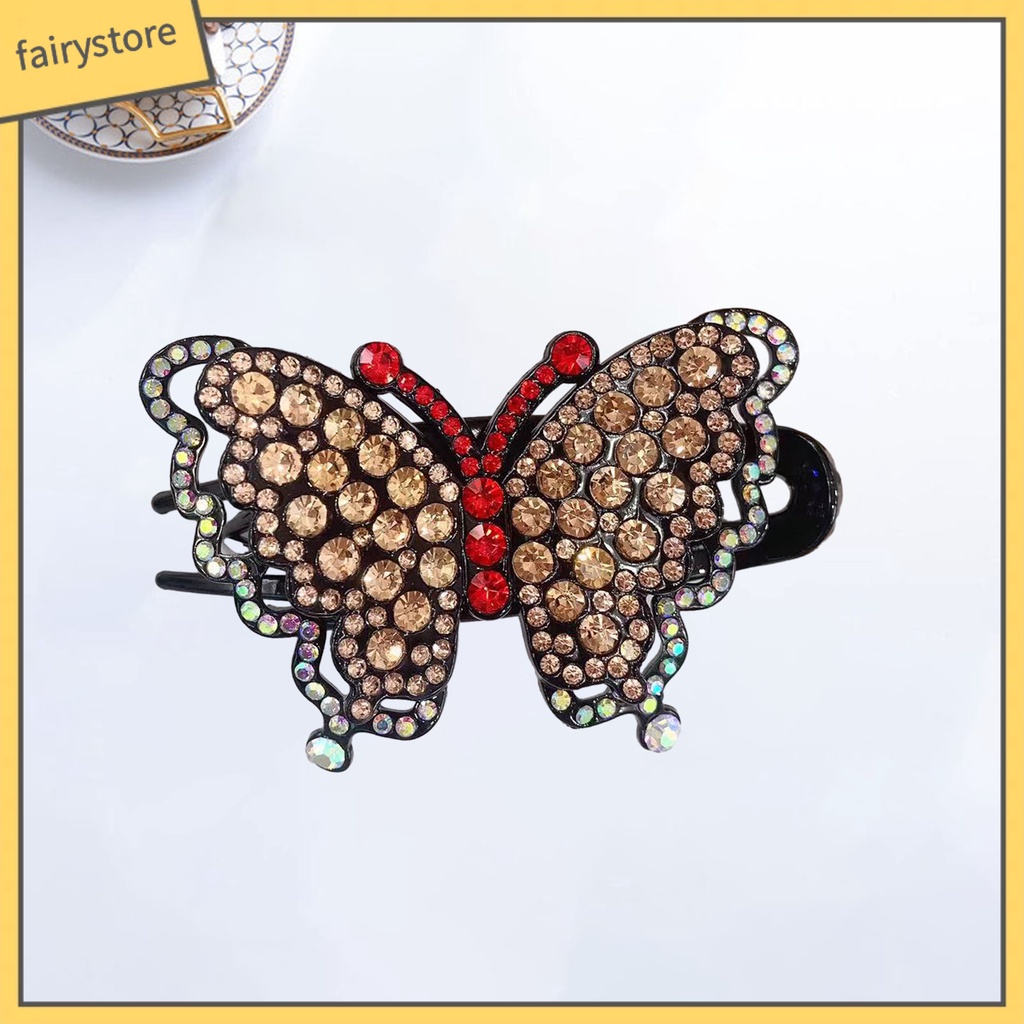 Kẹp Tóc Hình Bướm Đính Đá Nhiều Màu Chống Trượt Trọng Lượng Nhẹ
