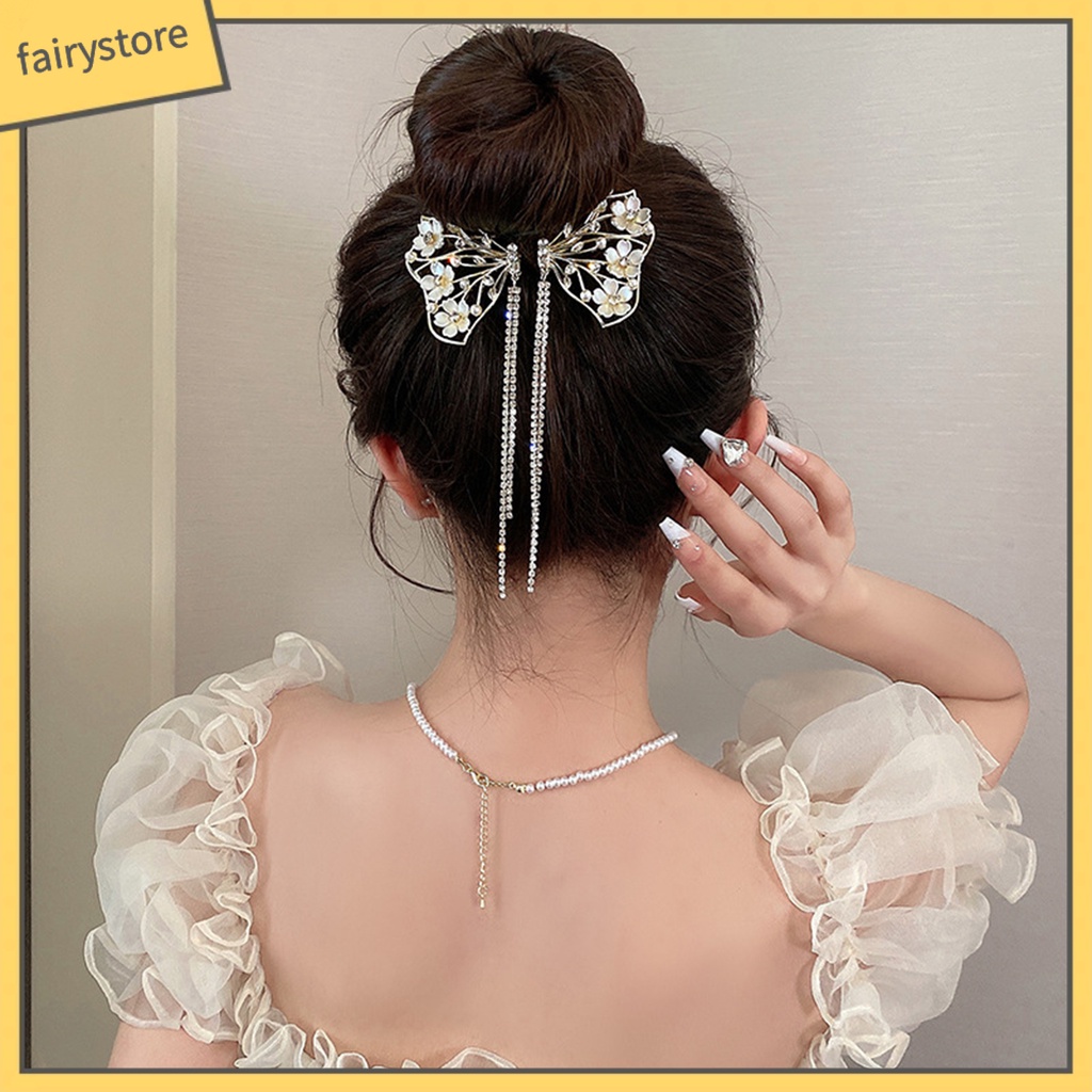 Kẹp Tóc Đính Đá Ngọc Trai Giả Hình Bông Hoa / Bươm Bướm Cỡ Lớn Thời Trang