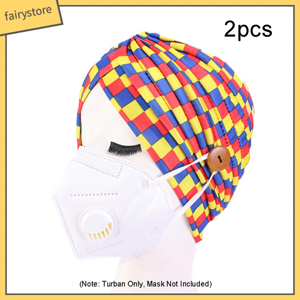 Set 2 Mũ Turban In Họa Tiết Cầu Vồng Thời Trang Nữ