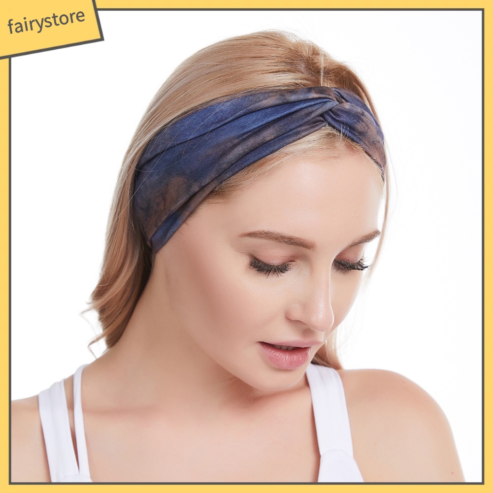 Băng Đô Cài Tóc Co Giãn Họa Tiết Màu Nhuộm Phong Cách Boho Thời Trang Cho Nữ