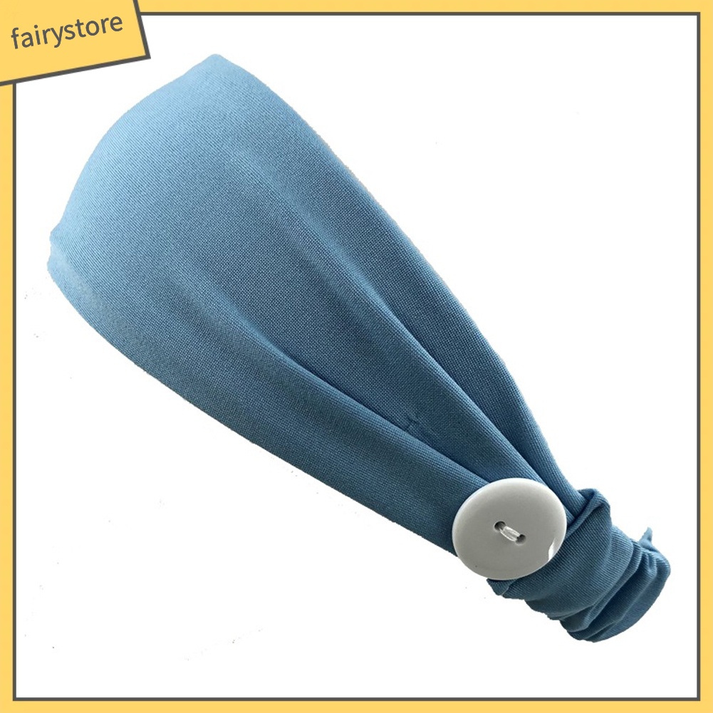 Băng Đô Cài Tóc Co Giãn Thấm Hút Mồ Hôi Phối Nút Dành Cho Nữ