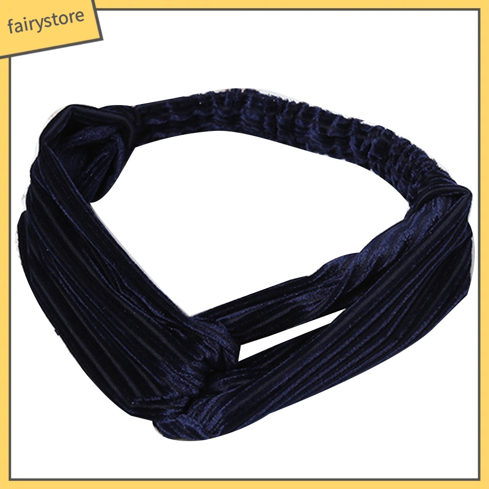 Băng Đô Nhung Thắt Nút Chéo Màu Trơn Dùng Rửa Mặt Trang Điểm Cho Nữ