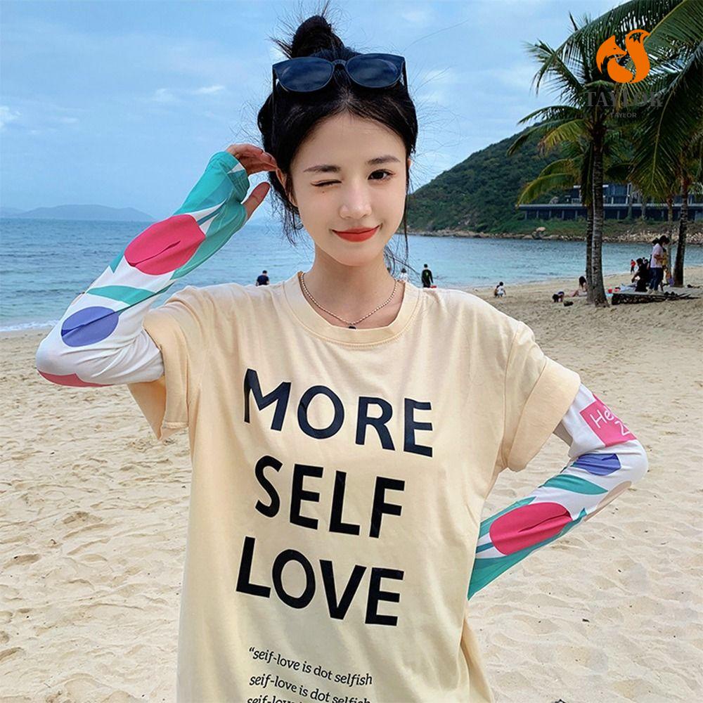 Ống Tay Áo Co Giãn Thoáng Khí Chống Tia UV In Họa Tiết Hoạt Hình TAYLOR1 Cho Nữ