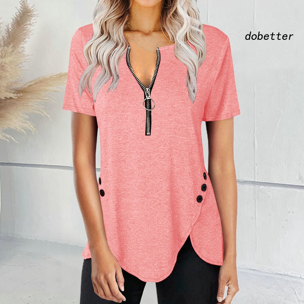 Áo Sơ Mi Cổ Chữ V Bằng Polyester Co Giãn Thoáng Khí Màu Sắc Đơn Giản Thời Trang Mùa Hè Cho Nữ