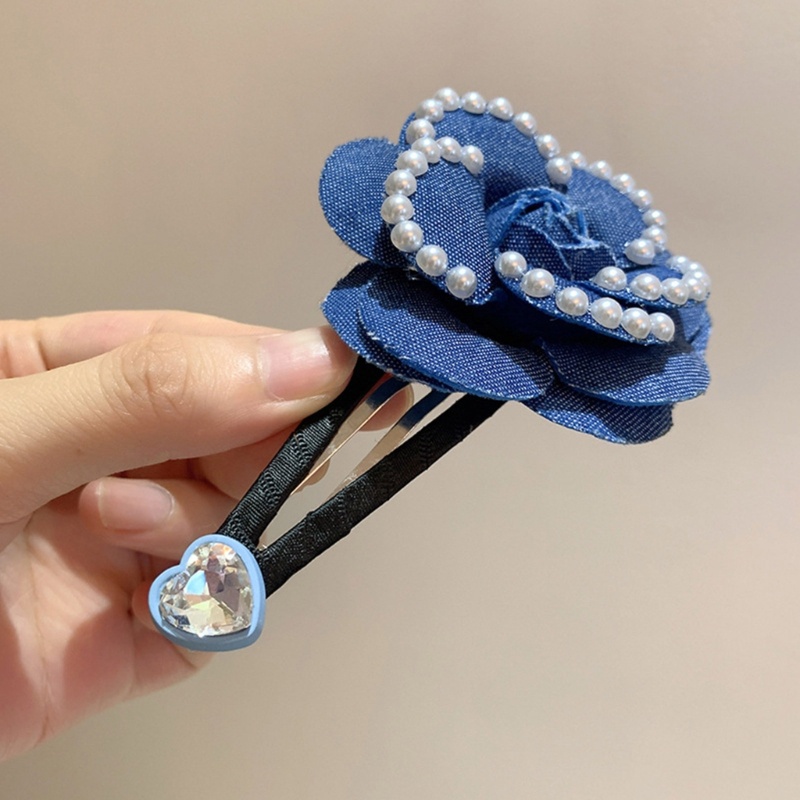 Dây Buộc Tóc Co Giãn Chống Trượt Đính Hạt Ngọc Trai Hình Hoa Trà Ngọt Ngào