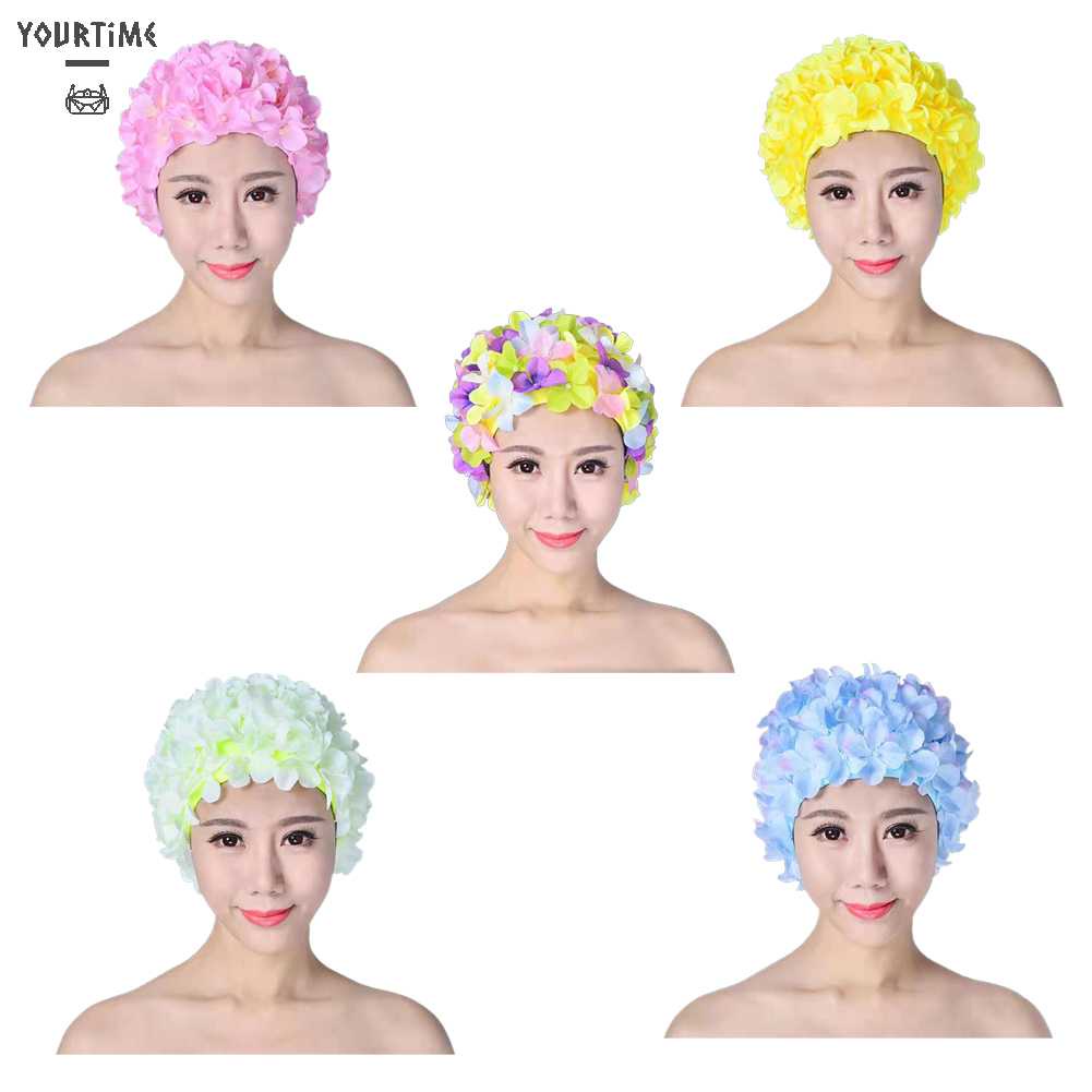 Mũ Bơi In Hoa 3D Thoáng Khí Thoải Mái Cho Nữ