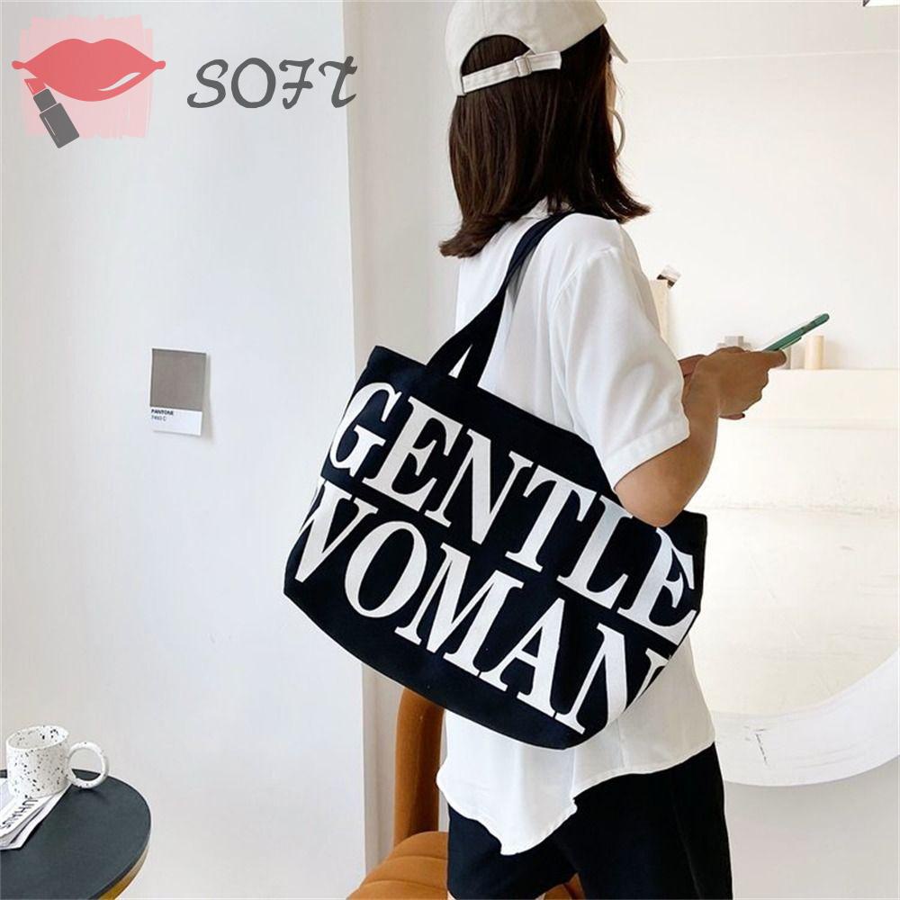 Túi Tote Đeo Vai Kích Thước Lớn In Chữ Dùng Làm Quà Tặng Sinh Nhật