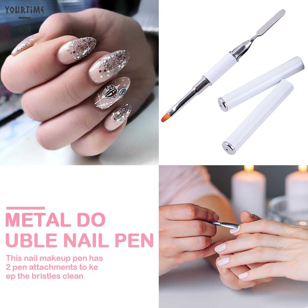 Cọ Hai Đầu Bằng Thép Không Gỉ Dùng Trang Trí Móng Nghệ Thuật