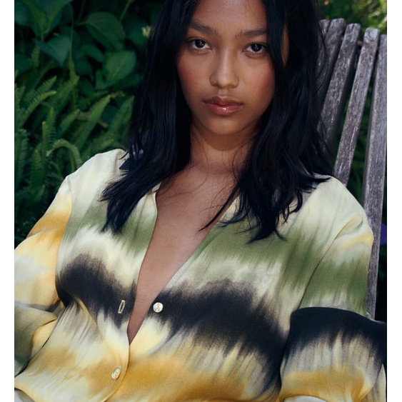 Zara Bộ Áo Sơ Mi Nhuộm Màu Dài Tay Phối Quần Lưng Cao Thời Trang Mùa Hè Năng Động 8372231 8372131