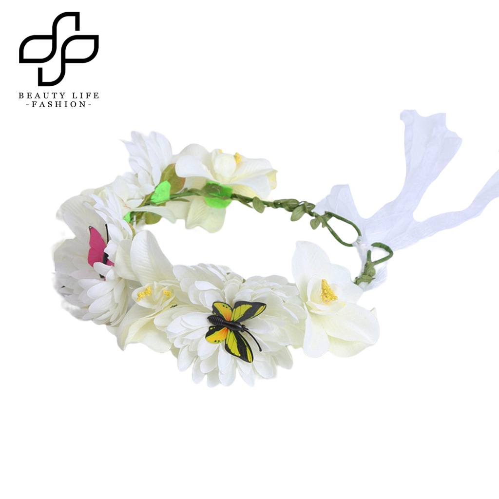 Vòng Hoa Vương Miện Thắt Dây Dùng Làm Đạo Cụ Chụp Ảnh Cưới / Đi Biển Phong Cách Bohemian