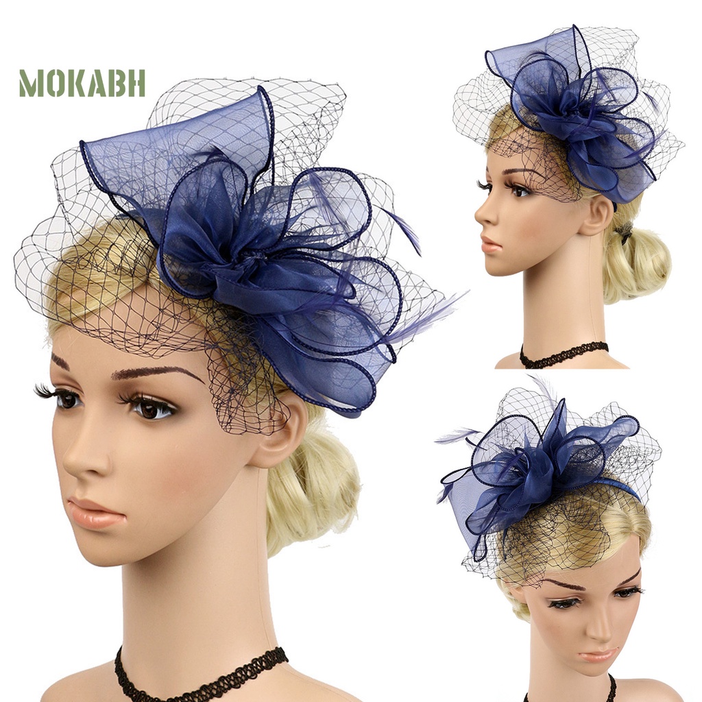 [Mok Abh] Mũ Lưới Thắt Nơ Phong Cách Hoàng Gia Cổ Điển Dùng Để Trang Trí Trình Diễn Đám Cưới