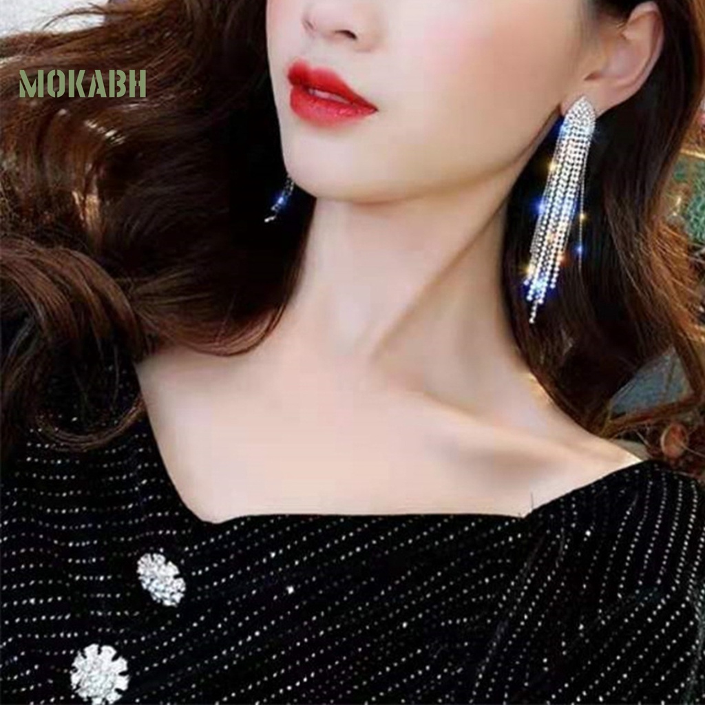 1 Cặp Bông Tai Kim Loại Đính Đá Dạng Tua Rua Phong Cách Bohemian Thời Trang Cho Nữ