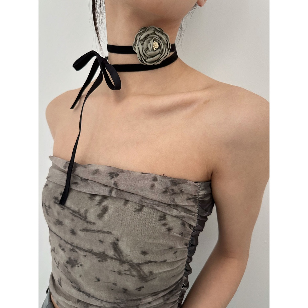 Vòng Cổ Dây Xích Tùy Chỉnh Màu Xám Trắng Trà Thời Trang Đơn Giản