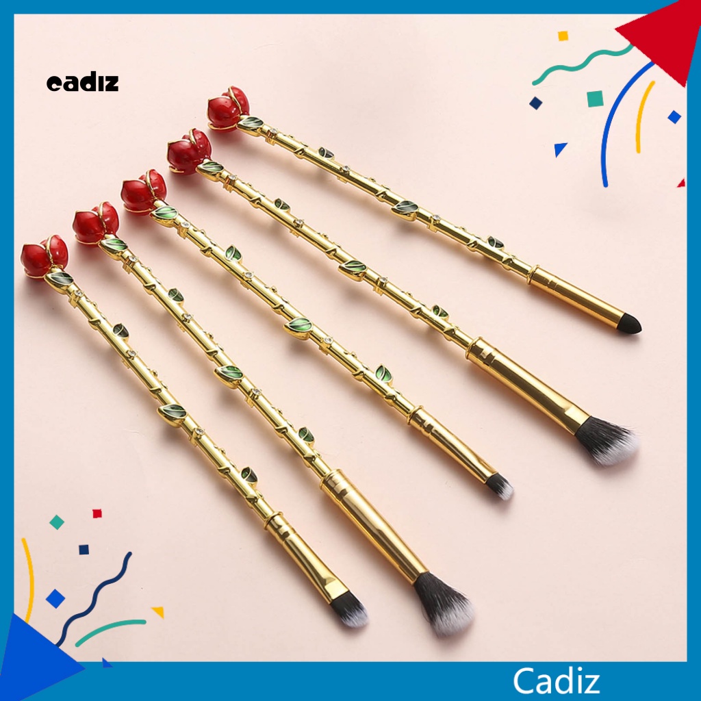 Bộ 5 Cọ Trang Điểm Chống Trượt Hình Hoa Hồng Dành Cho Nữ