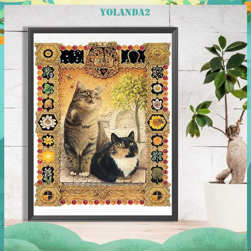 Tranh Đính Đá Kim Cương Toàn Bộ 5D DIY Hình Vẽ Mèo Trang Trí Nhà Cửa