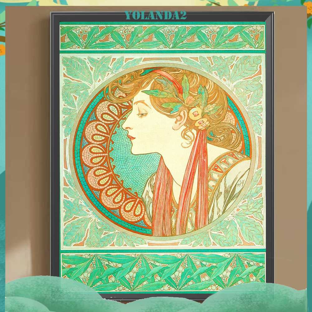 Bộ Tranh Đính Đá 5D Họa Tiết Alphonse Maria Mucha Độc Đáo DIY Dùng Trang Trí