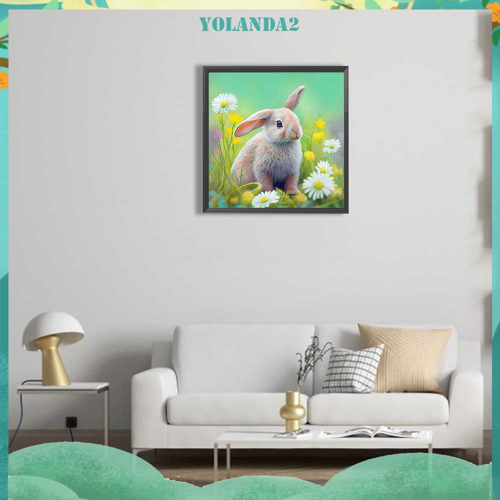 Tranh Đính Đá Kim Cương Toàn Bộ 5D DIY Hình Vẽ Thỏ Trang Trí Nhà Cửa