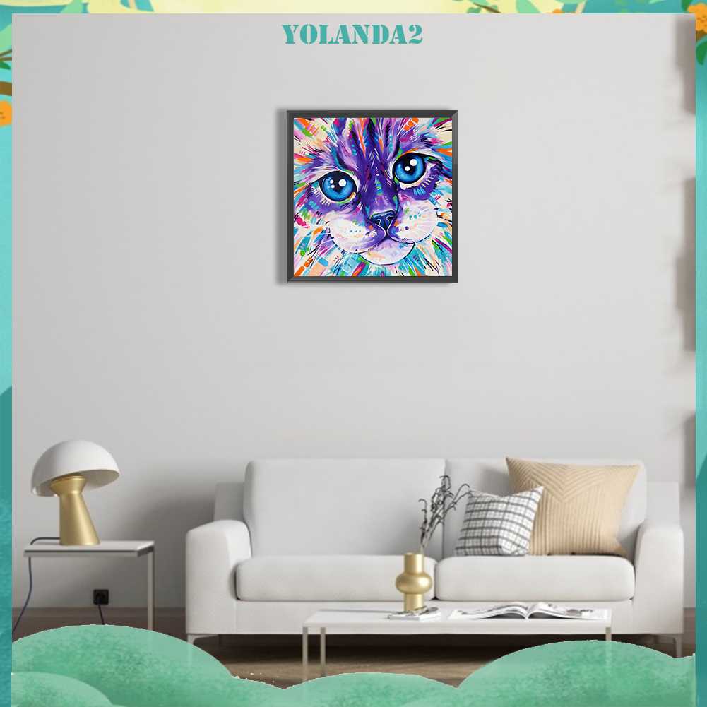 Tranh Đính Đá Kim Cương Toàn Bộ 5D DIY Hình Vẽ Mèo Trang Trí Nhà Cửa