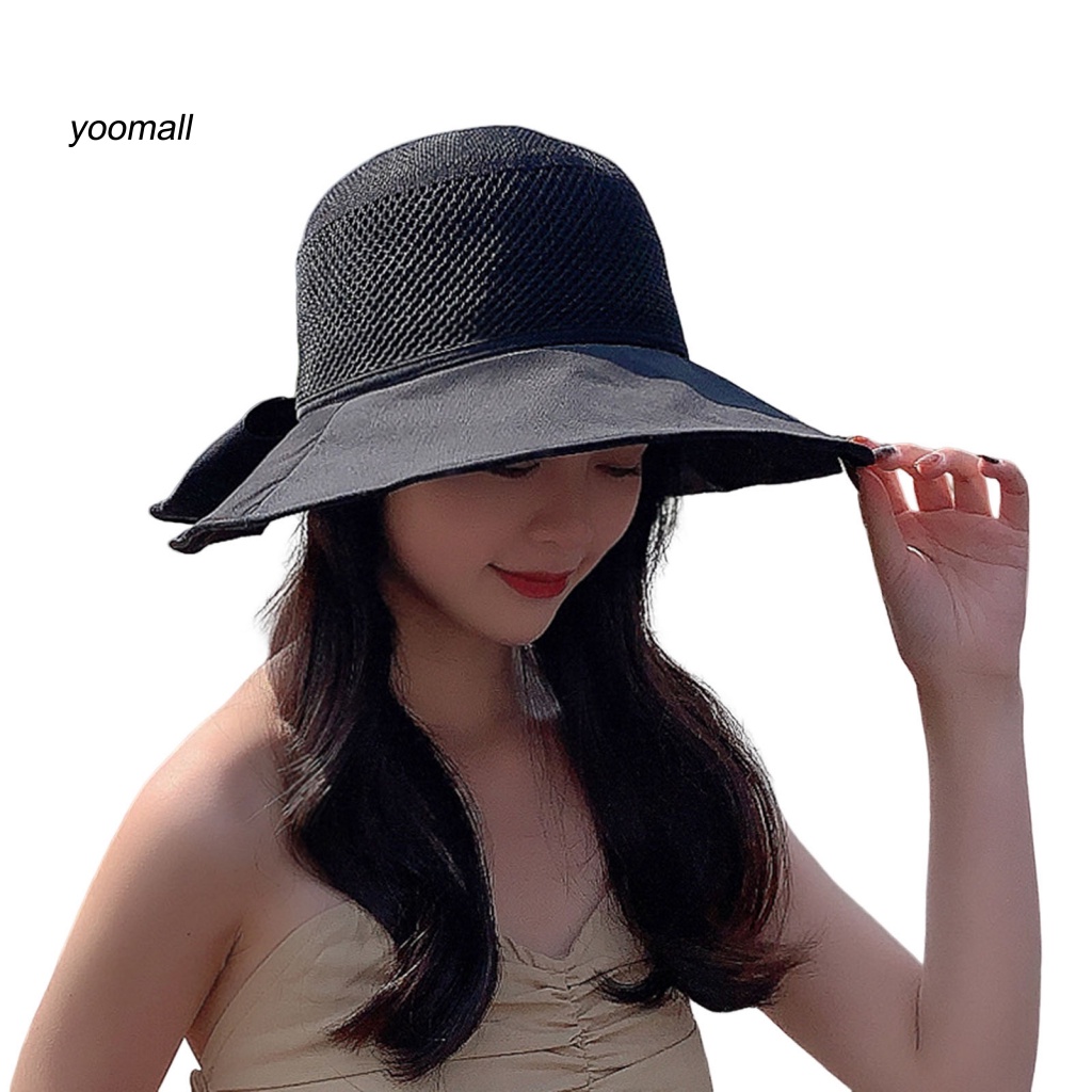 Mũ Tai Bèo Vành Rộng Thoáng Khí Đính Nơ In Chữ Thời Trang Cho Nữ