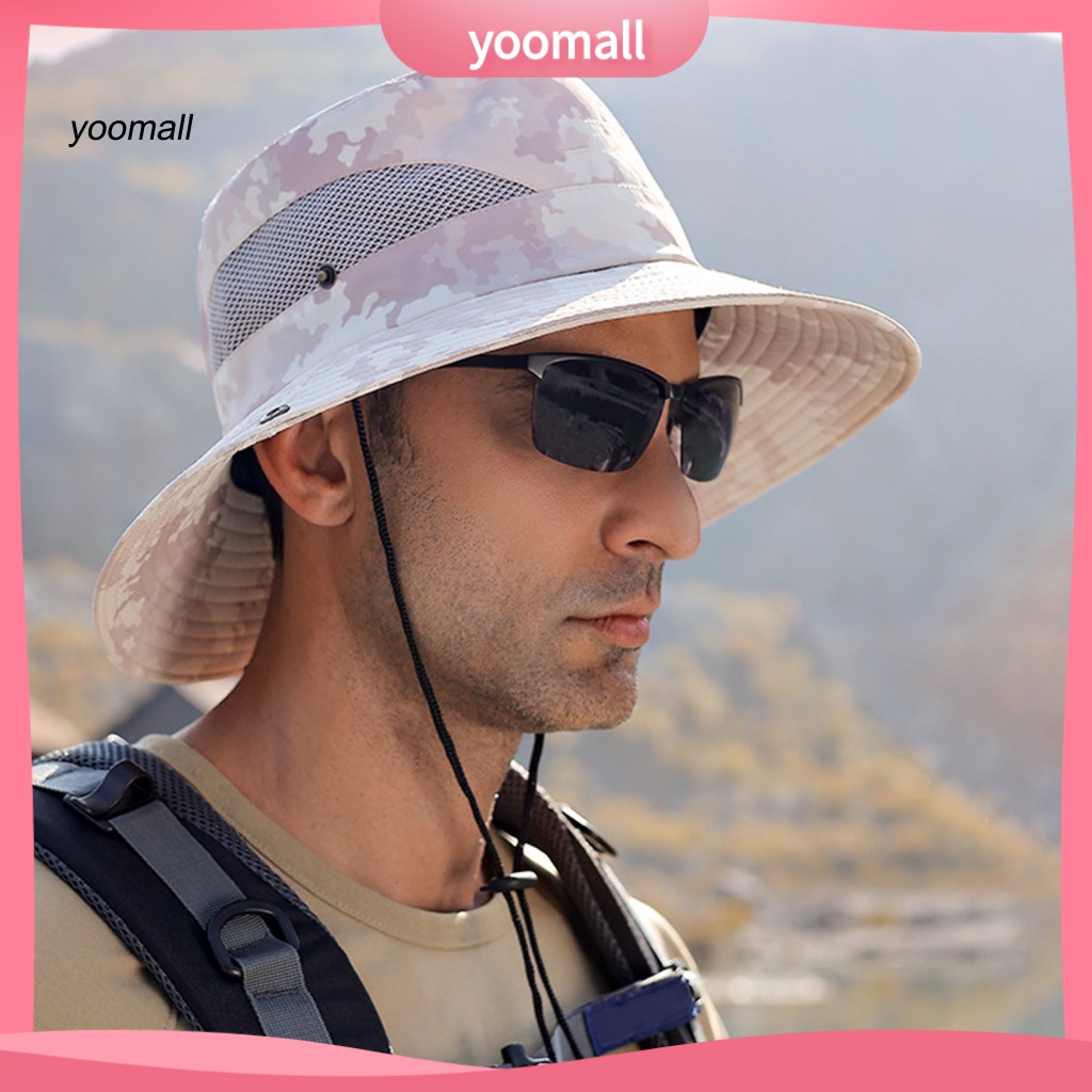 Mũ Tai Bèo Vành Rộng Họa Tiết Rằn Ri Điều Chỉnh Được Thoáng Khí Chống Nắng Mùa Hè Cho Nam