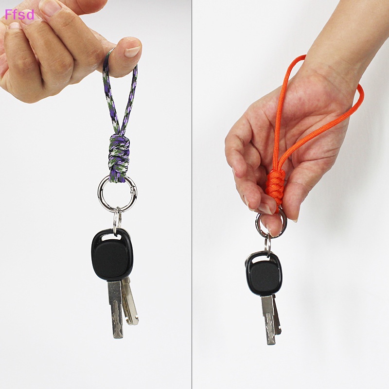 {Ffsd} Móc Chìa Khóa Xe Hơi Dây Bện Ngắn Màu Sắc Chất Lượng Cao Chống Mất Có Khóa Vòng Nhẫn Dài * Bán Chạy
