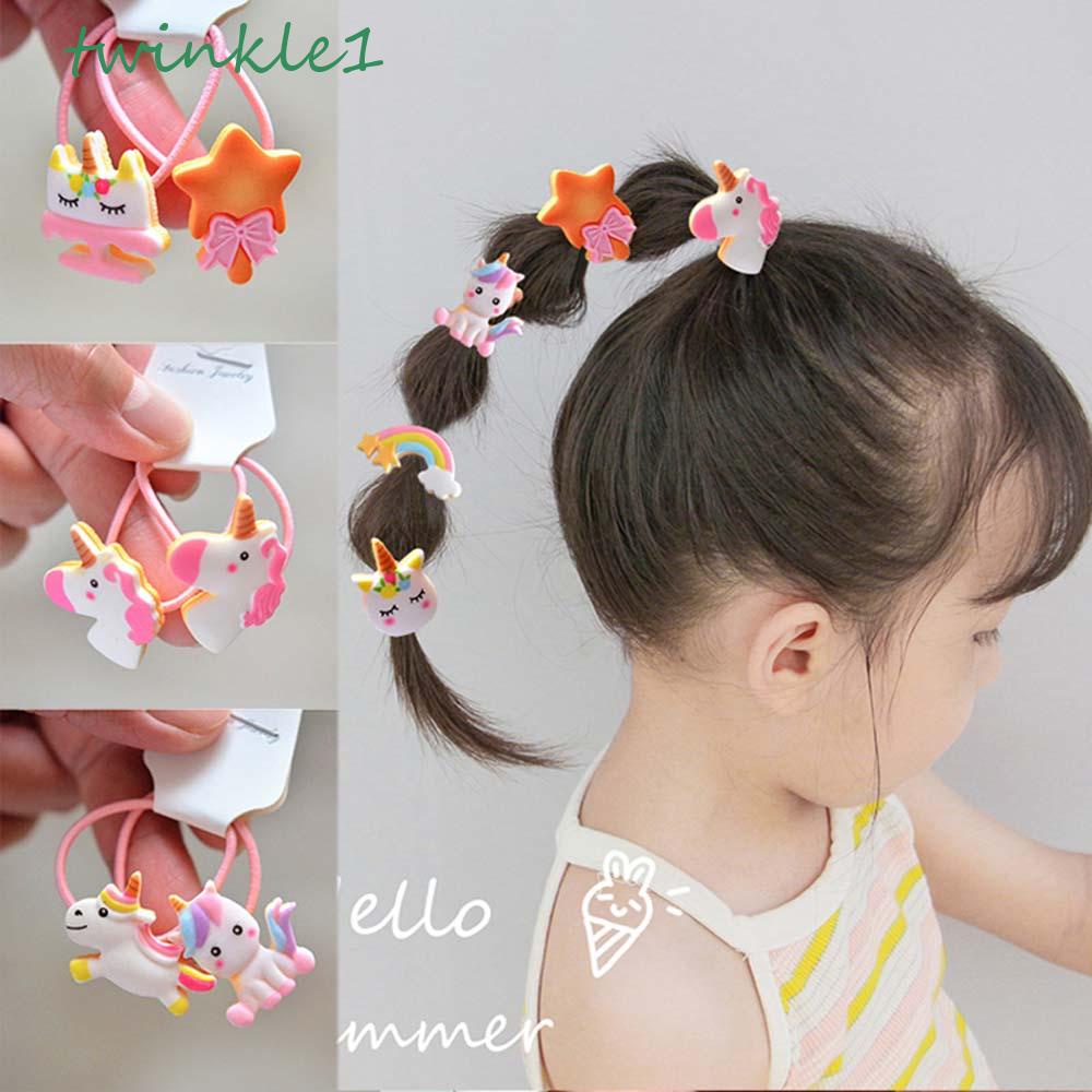 Dây Buộc Tóc Co Giãn Hình Kỳ Lân Hoạt Hình Dễ Thương Cho Bé Gái
