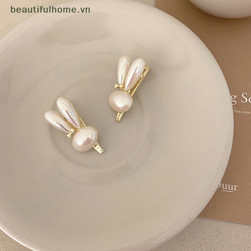 Kẹp Tóc Tai Thỏ Đính Ngọc Trai Thời Trang Cho Nữ