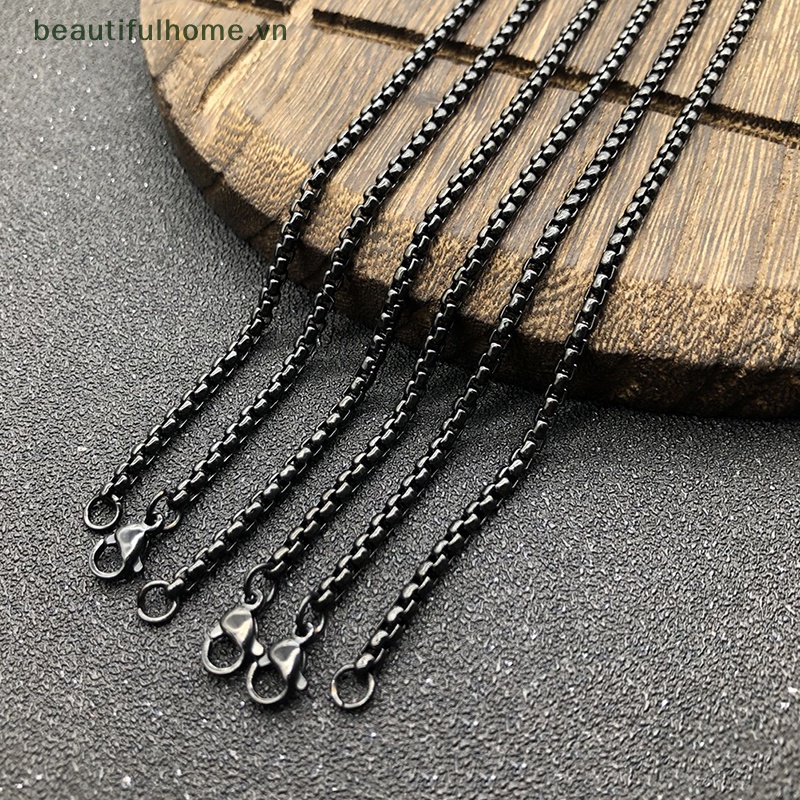 Vòng cổ 2MM Bằng Thép Không Gỉ DIY Màu Đen 45CM-55CM
