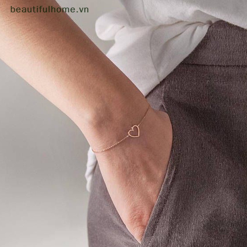 Vòng Tay Trang Sức Hình Trái Tim Đơn Giản Thời Trang Âu Mỹ DIY Dành Cho Bạn Nữ [beauty]