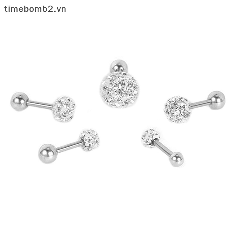 {Timebomb} Khuyên Xỏ Xỏ Tai / Lông Mày / Môi / Rốn Bằng Thép Phẫu Thuật Đính Pha Lê Helix Bên Trong Cho Nữ