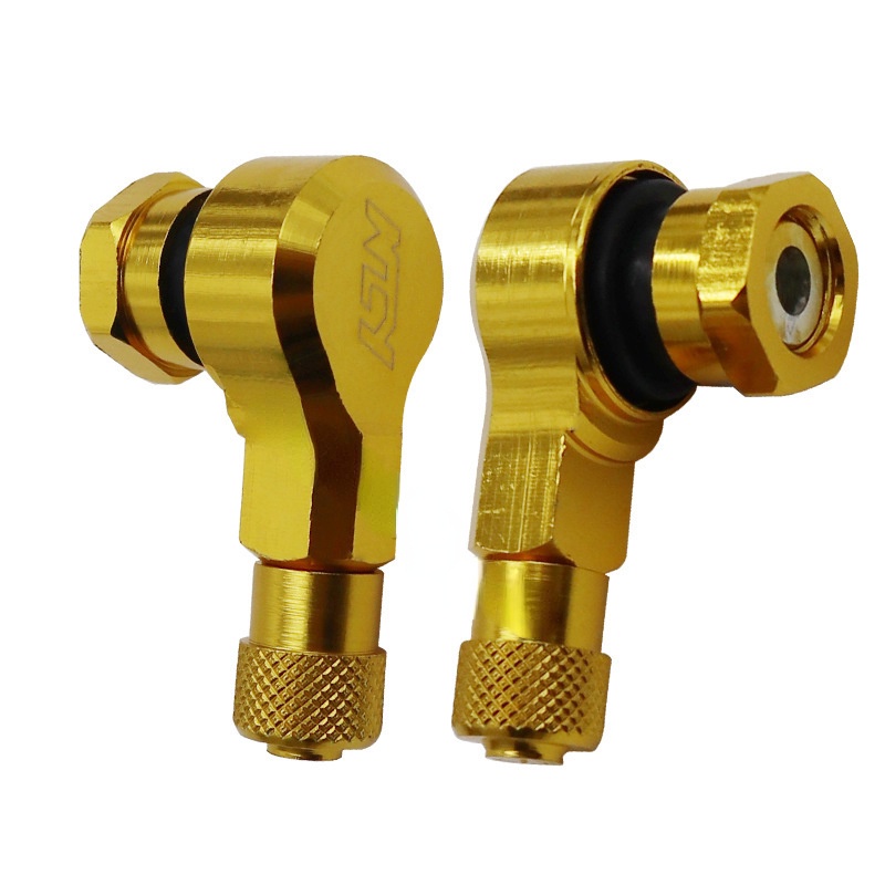 Bộ 2 Van Hợp Kim Nhôm CNC Góc 90 Độ 90 Độ Không Ruột Cho Bánh Xe Mô Tô