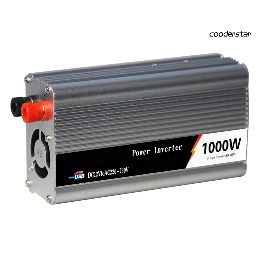 Bộ Chuyển Đổi Năng Lượng Mặt Trời Từ DC 12V / 24V Sang AC 110V / 220V 1000W Cho Xe Hơi