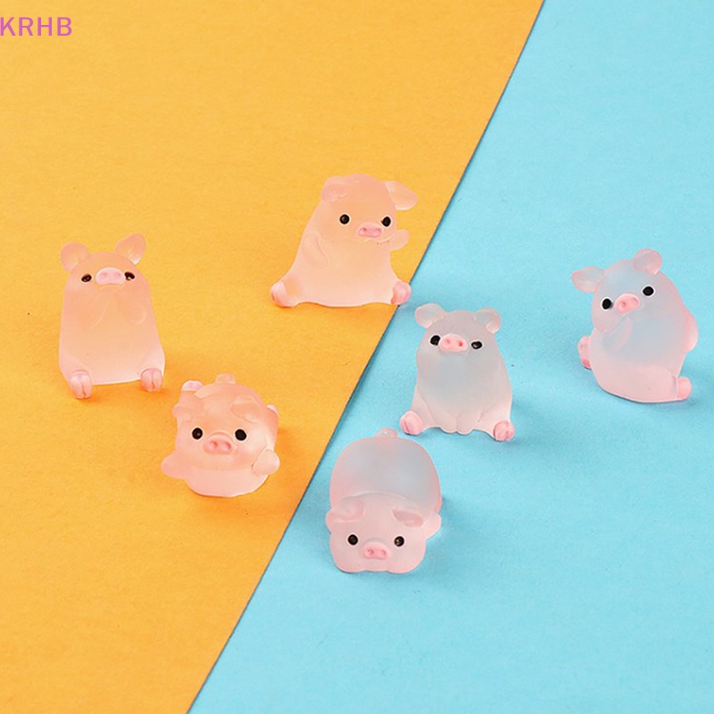 Set 6 Tượng Heo Con Bằng Nhựa Phát Quang Dễ Thương Trang Trí Tiểu Cảnh Mới