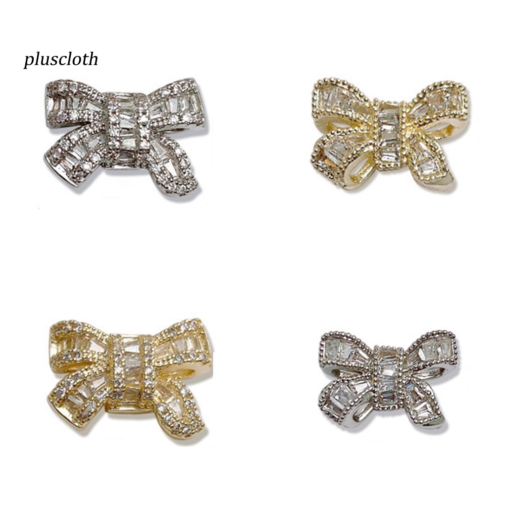 < Pluscloth > Phụ Kiện Trang Trí Móng Tay Nghệ Thuật Hình Nơ Ba Chiều Sáng Bóng Cao Cấp Màu Bạc / Vàng Sáng Bóng Sang Trọng DIY