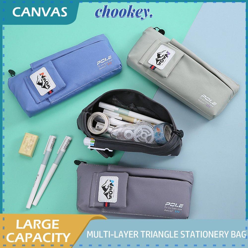 CHOOKEY Túi Đựng Bút Đa Năng Hình Tam Giác Họa Tiết Hoạt Hình Xinh Xắn