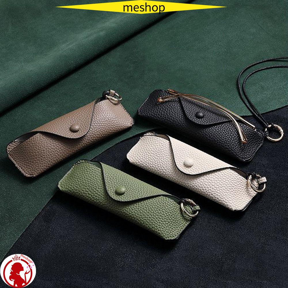 Túi Da PU Đựng Mắt Kính Chống Áp Lực Có Dây Đeo